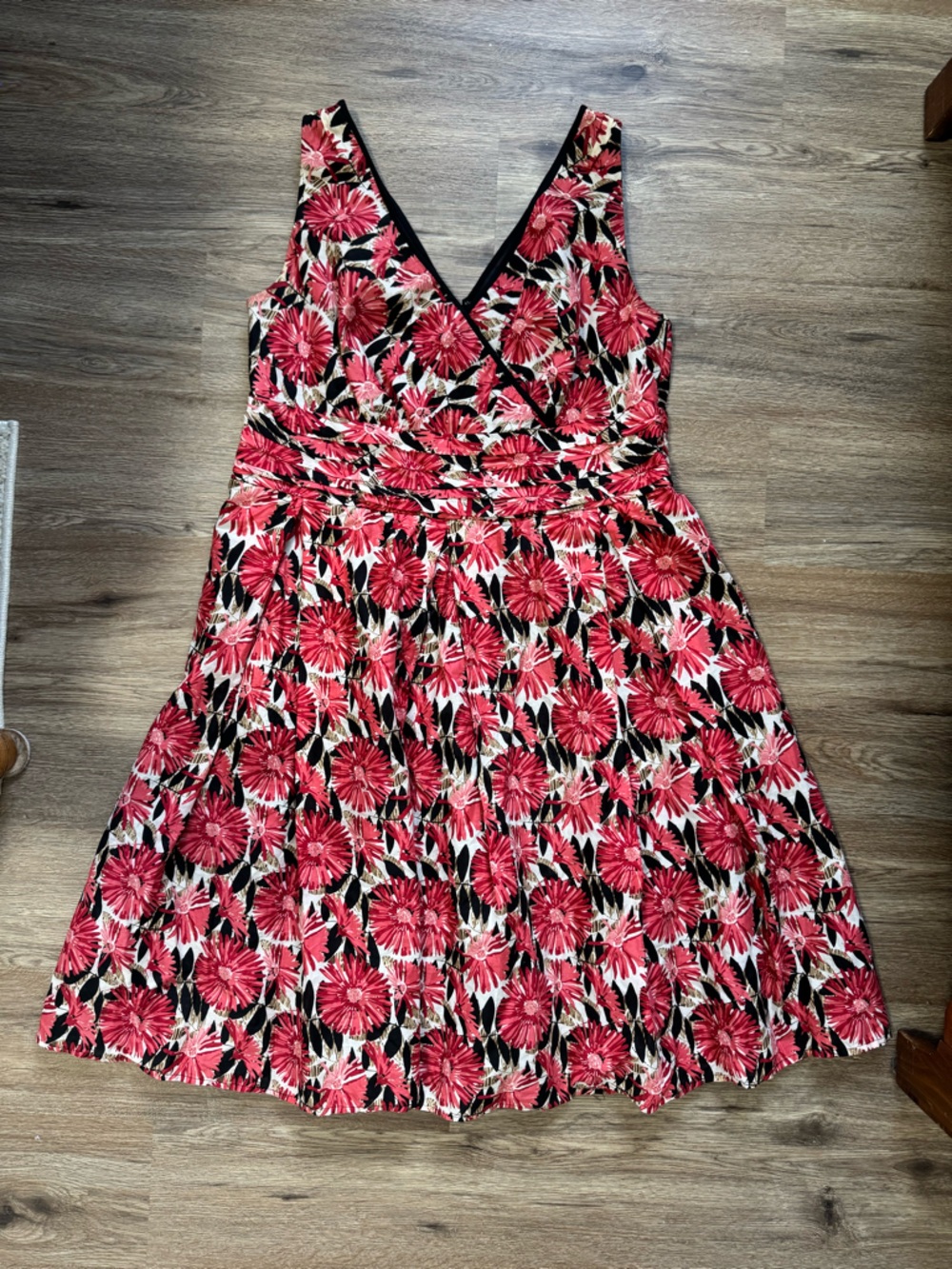 Robby B Floral Dress 14W Fit & Flare Sleeveless V Neck Summer Plus Size